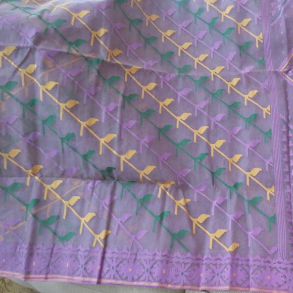 Dhakai Jamdani Saree, laveder Jamdani. half silk Jamdani saree - Picture 1 of 5